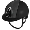 Casco Kep Cromo 2.0 Textile Negro Frontal Star Marco Plata Logo Kep Swarovski-Kep Italia New