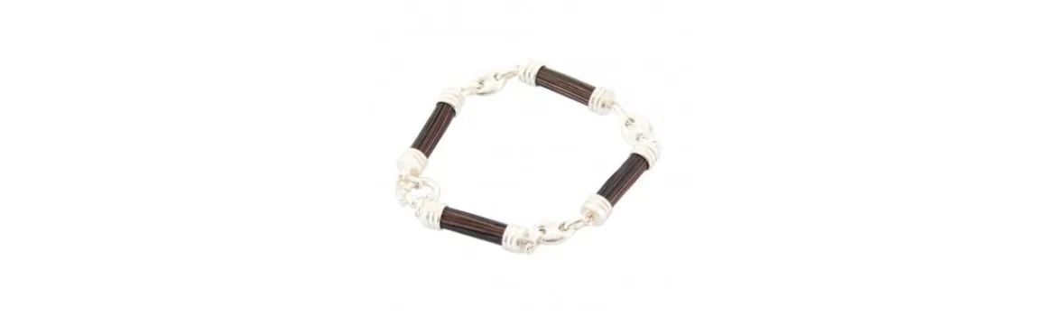 Pulsera de pelo de elefante en tubo y plata-Alvarez Sale
